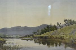 Charles Barrow Prescott (British 1870-1932) watercolour, river scene, signed and dated 1911 lower