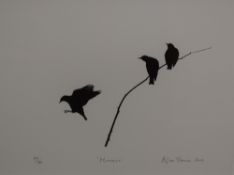 *Local Interest* Alan Stones (British 1947) Lithograph 'Murmur' a silhouette of three crows on a
