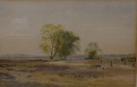 Henry George Hine (British 1811 - 1895) Watercolour, a vast rural landscape, signed lower left,