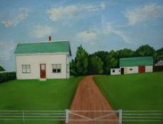 A Kay (20th Century) a collection of three acrylics on board, two depicting farm houses and barns