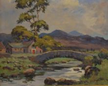 *Local Interest* James Brindle (British 1893 - 1977) oil on canvas 'Watendlath Bridge, Keswick,