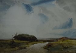 Grainger Smith (British 1892 - 1961) Watercolour, a bright landscape depicting a couple resting on a