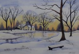 Sheila Vdall (Contemporary) Watercolour, A winter cottage scene, signed in pencil to lower right,