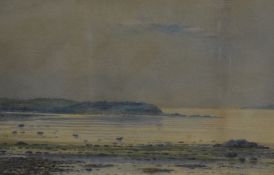 Robert Rampling (British 1836 - 1909) watercolour, a beach at low tide, signed lower right, within