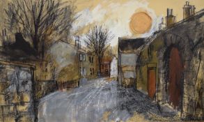 Artist unknown (20th century) Mixed media, an interesting village street scene created with what