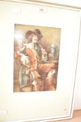 Ern Hill (British 19th/20th century) watercolour, 17th century public house interior scene with