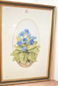 An attractive oval botanical watercolour, a depiction of primroses, indistinctly signed Hazel T