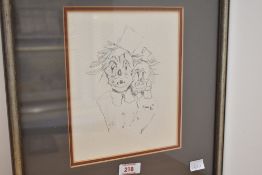Peter Marx (20th century) pencil sketch, two clowns, signed and dated 86 lower right, within a