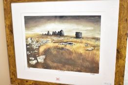 A local interest print (kirkby Stephen) after Anne Sandell entitled Nine Standards, mounted and