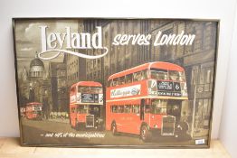 A framed Leyland advertising poster