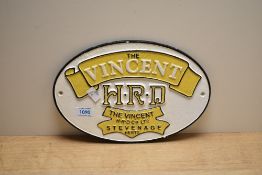 A Cast The Vincent HRD Co Ltd, Stevenage, Herts plaque
