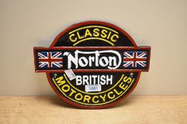 A cast Norton British Classic Motorcycles plaque