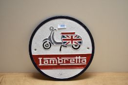 A cast Lambretta sign