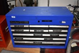 A Clarkes HD Plus blue nine drawer tool box