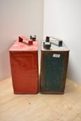 Two vintage fuel cans one Shell one Esso with Brass caps