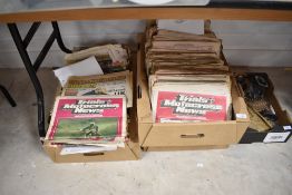 Three boxes of mid to late 20th Century Trials and Motor Cross News magazines