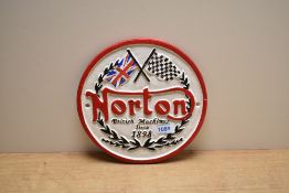 A cast Norton Brithish Machines Since 1898 plaque