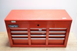 A Clarkes twelve drawer red tool box