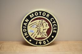A cast Indian Motor cycle 1901 plaque