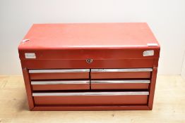 A Clarkes four drawer red tool box