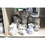 A quantity of Victorian pottery ewers/jugs, to include Masons Ironstone china; Mayer and Newbold