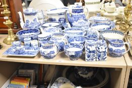 A large quantity of 19th to early 20th century blue and white Copeland Spode 'Italian' and Wedgewood