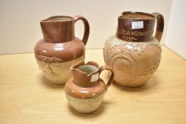 A Victorian Doulton Lambeth stoneware jug commemorating Queen Victoria's Diamond Jubilee in 1897,