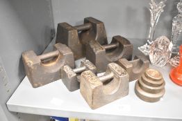 A 19th-century set of heavy iron bar weights, to include Archibald Kenrick & Sons and