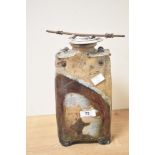A contemporary Marc Adriaenssens studio pottery raku bottle, of tall rectangular form with a stopper