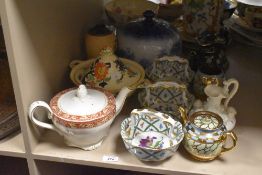 A late 19th Century Derby porcelain squat jug/bud vase having raised foliate decoration , marks to