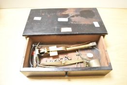 A S Maw Son & Sons of London, travelling apothecary counter scales, demountable and collapsible into