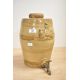 A Victorian salt-glazed stoneware spirit/whiskey barrel with a brass tap, featuring an applied, - Image 1 of 7