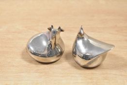 Two 20th-century Swedish Dansk silver plated paperweights, to include a chicken and a cow, marked to
