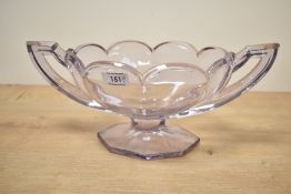 An early 20th-century George Davidson 'Chippendale' Art Deco pressed glass pedestal bowl
