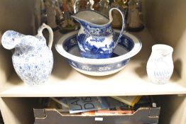 A large 20th-century Wedgwood 'Fallow Deer' pitcher and basin set, featuring a transfer-print
