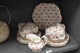A 20th-century Hammersley and company bone china 'rose chintz' part tea set, featuring a delicate