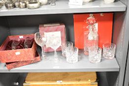 A selection of 20th-century crystalware, to include: a pair of Royal Albert crystal wine glasses,
