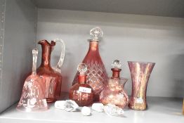 A selection of 20th-century ruby and cranberry-coloured glassware, including a Royal Doulton