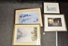 J.C Miller (British 20th Century) Pen and Ink 'Mill Farm Circa 1958', depicting a flock of sheep