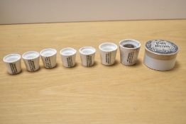 A Victorian iron stone advertising pot for 'cold cream', featuring a monochrome gothic-style