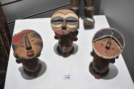 Three small 20th-century African Tribal Art terracotta fertility statuettes, presumed to originate