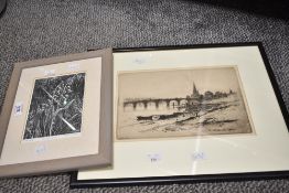 After David Young Cameron (British 1865-1945) Etching 'Perth Bridge' a Scottish river scene,