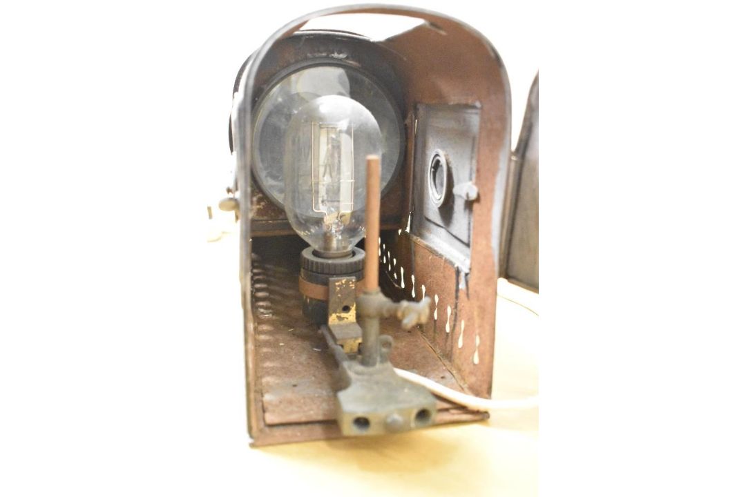 A Victorian brass and tin Magic Lantern, unmarked, 46cm, condition is consistent with age and use, - Image 3 of 3