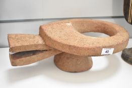 A 20th-century African Tribal Art wooden 'Mama Bushcow' mask, featuring a zoomorphic