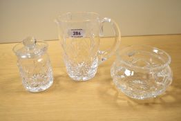 A selection of six small crystal cut glass items, including a Waterford Crystal Athens Posy Vase,