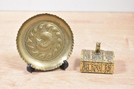 An early 20th-century Keswick School of Industrial Art (KSIA) Arts and Crafts brass dish, of