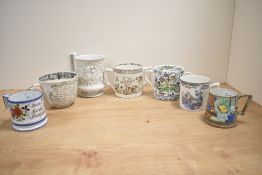 A quantity of Victorian mugs/jugs, to include a Charles Meigh 'Bacchanalian Dance' parian ware