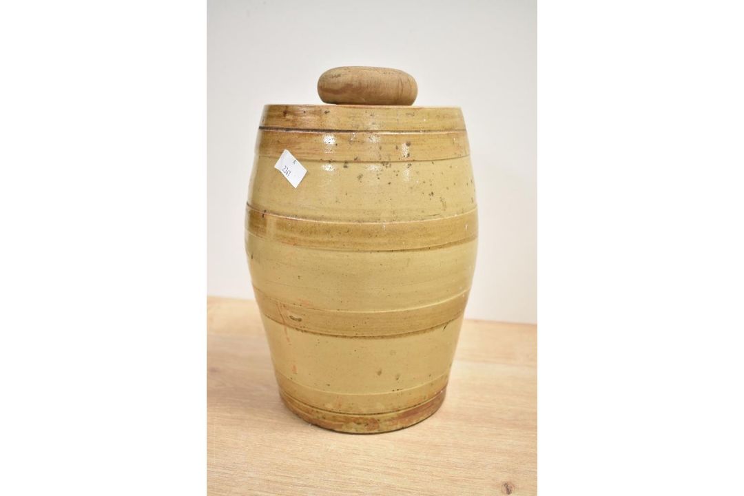 A Victorian salt-glazed stoneware spirit/whiskey barrel with a brass tap, featuring an applied, - Image 2 of 7