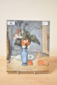 A modern Les Editions Braun of Paris print on canvas of Paul Cézannes 'La vase bleu', 20cm x 25cm,