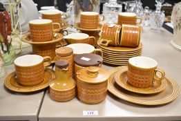 A quantity of late 20th-century Hornsea Pottery 'Saffron' part dinner and tea ware, featuring a warm